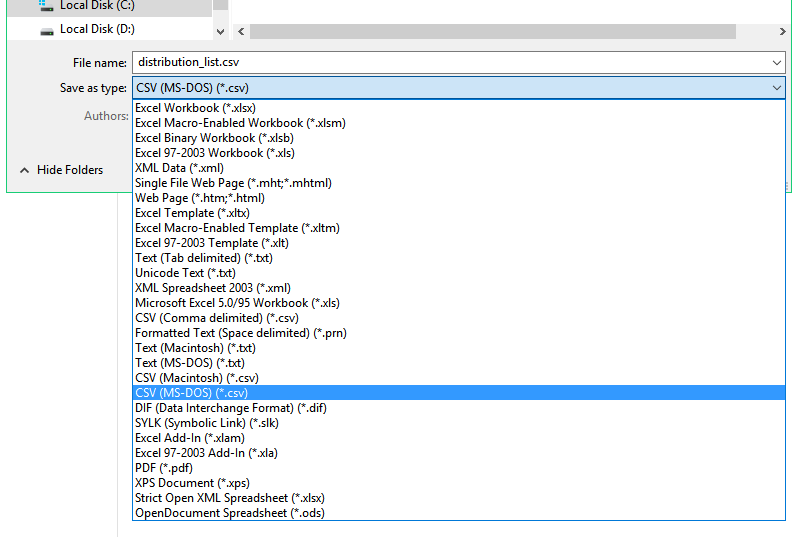 Creating a Distribution List .CSV File ISEBOX